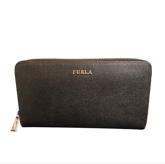 Furla Handbags - Furla Black Saffiano Zip Around Wallet